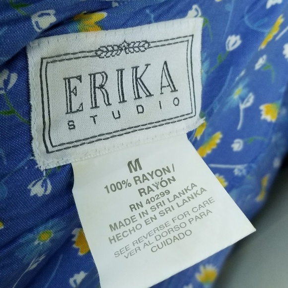 Vintage 90s Daisy Floral Maxi Dress Blue Grunge - Picture 7 of 8